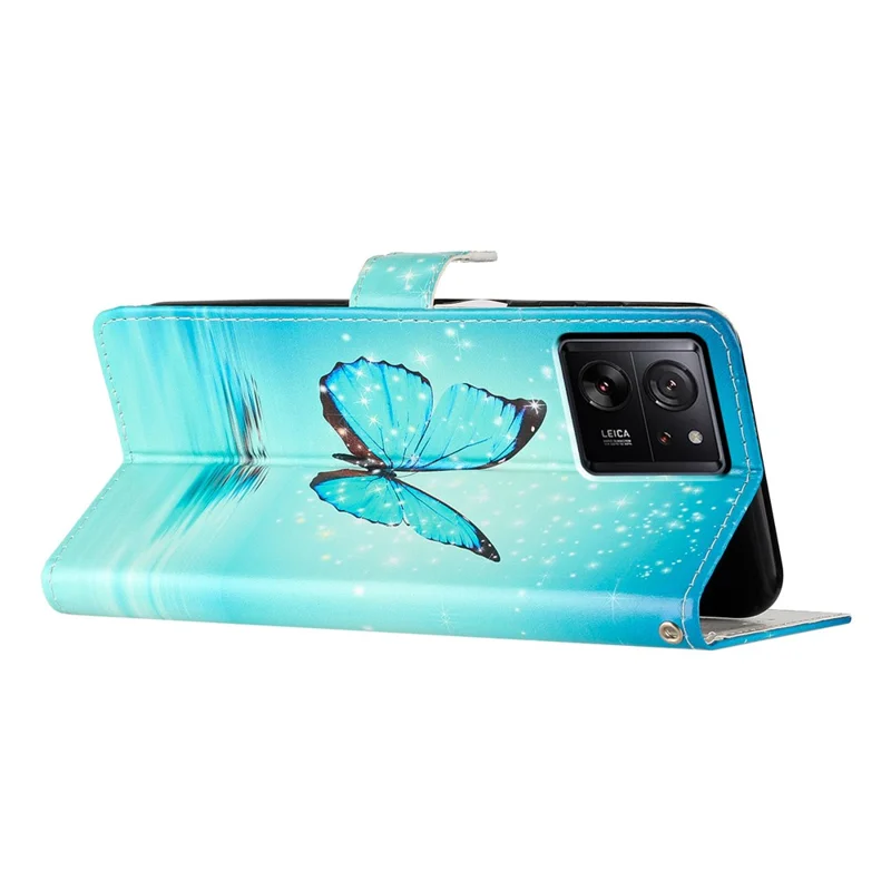 For Xiaomi 13T / 13T Pro / Redmi K60 Ultra Pattern Card Slot Leather Case - Blue Butterfly