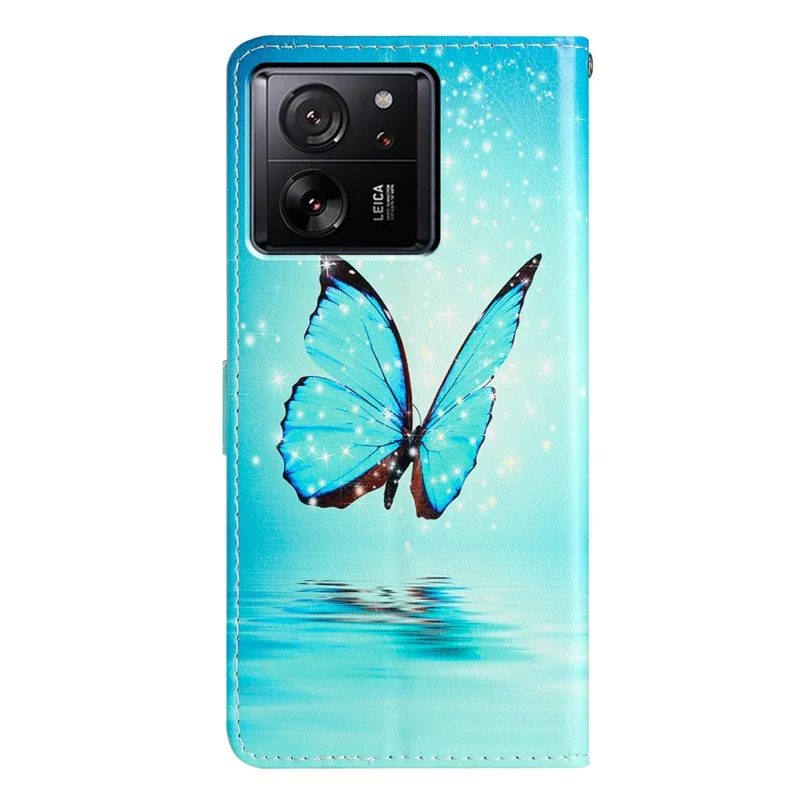 For Xiaomi 13T / 13T Pro / Redmi K60 Ultra Pattern Card Slot Leather Case - Blue Butterfly