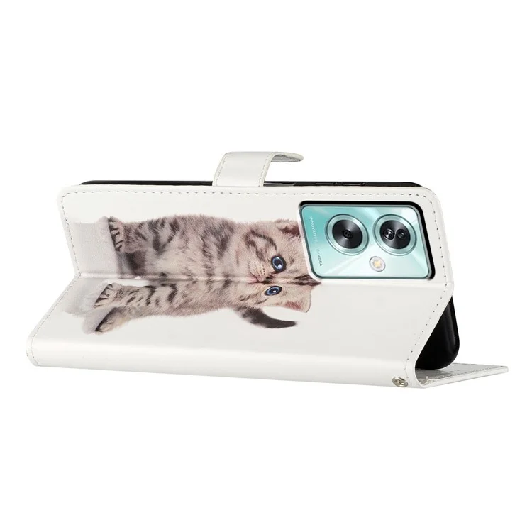 For Oppo A79 5G / A2 5G Colorful Art Leather Case with Card Slot - Cute Cat