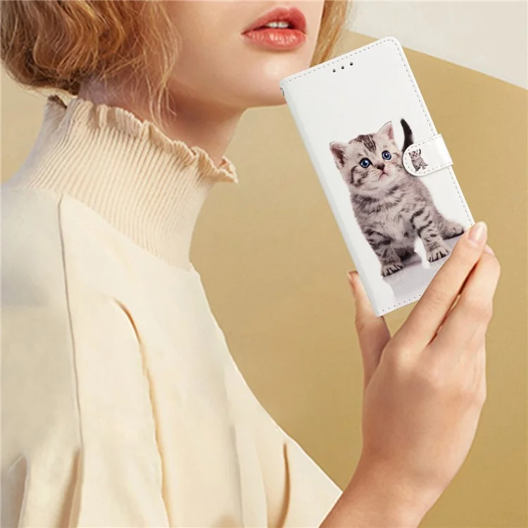 For Oppo A79 5G / A2 5G Colorful Art Leather Case with Card Slot - Cute Cat