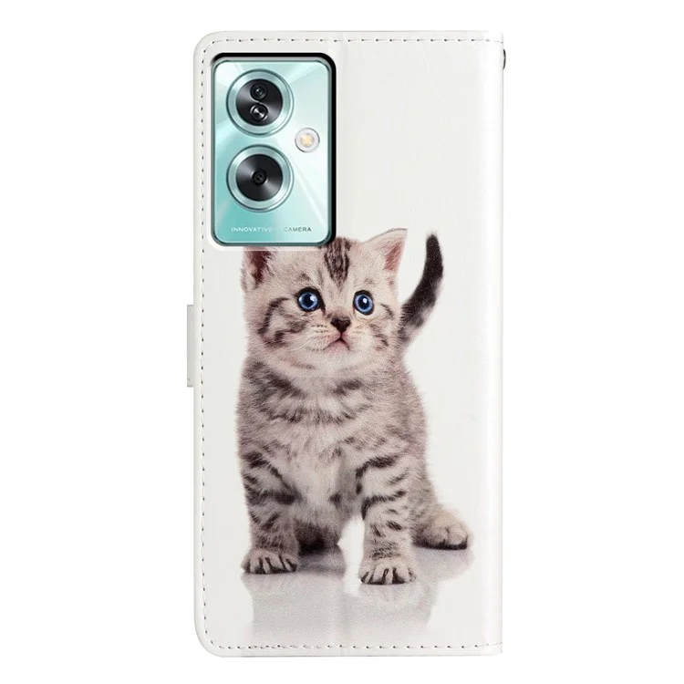 For Oppo A79 5G / A2 5G Colorful Art Leather Case with Card Slot - Cute Cat
