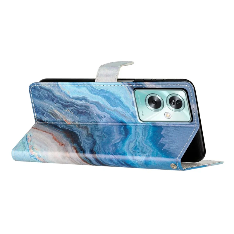 For Oppo A79 5G / A2 5G Colorful Art Leather Case with Card Slot - Blue Marble