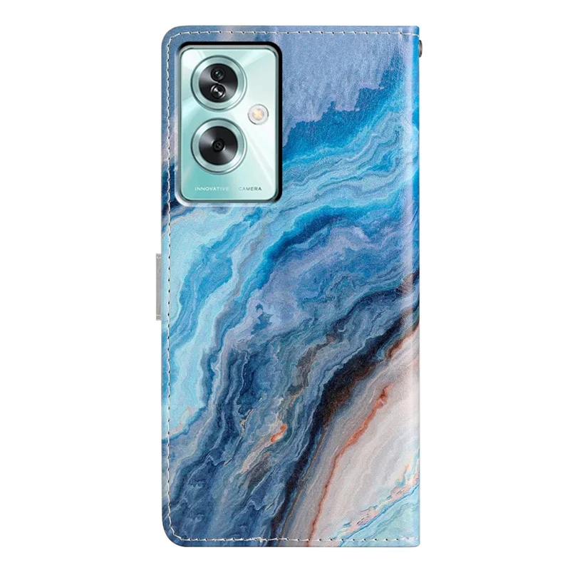 For Oppo A79 5G / A2 5G Colorful Art Leather Case with Card Slot - Blue Marble