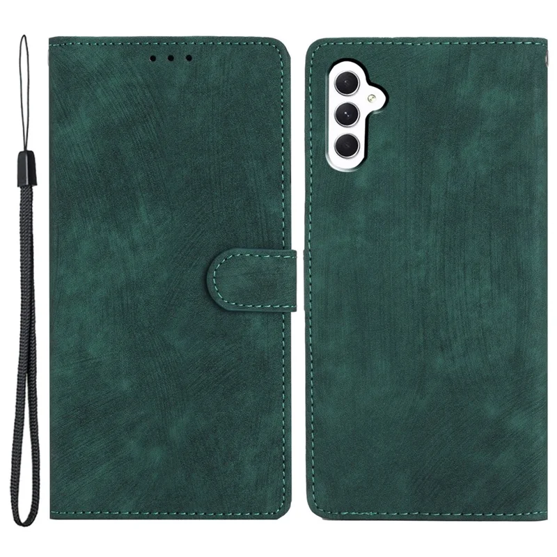 Кожаный чехол для Samsung Galaxy A55 5G Shell Solid Color Stand Card Holder Phone Cover - Зеленый