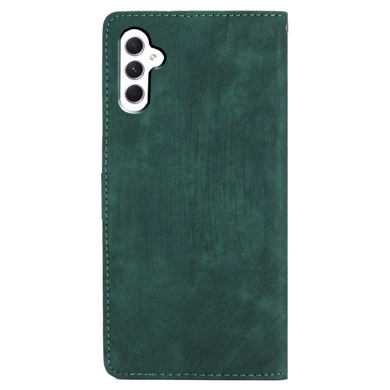 Кожаный чехол для Samsung Galaxy A55 5G Shell Solid Color Stand Card Holder Phone Cover - Зеленый