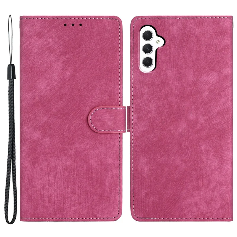 Leather Case for Samsung Galaxy A55 5G Shell Solid Color Stand Card Holder Phone Cover - Rose