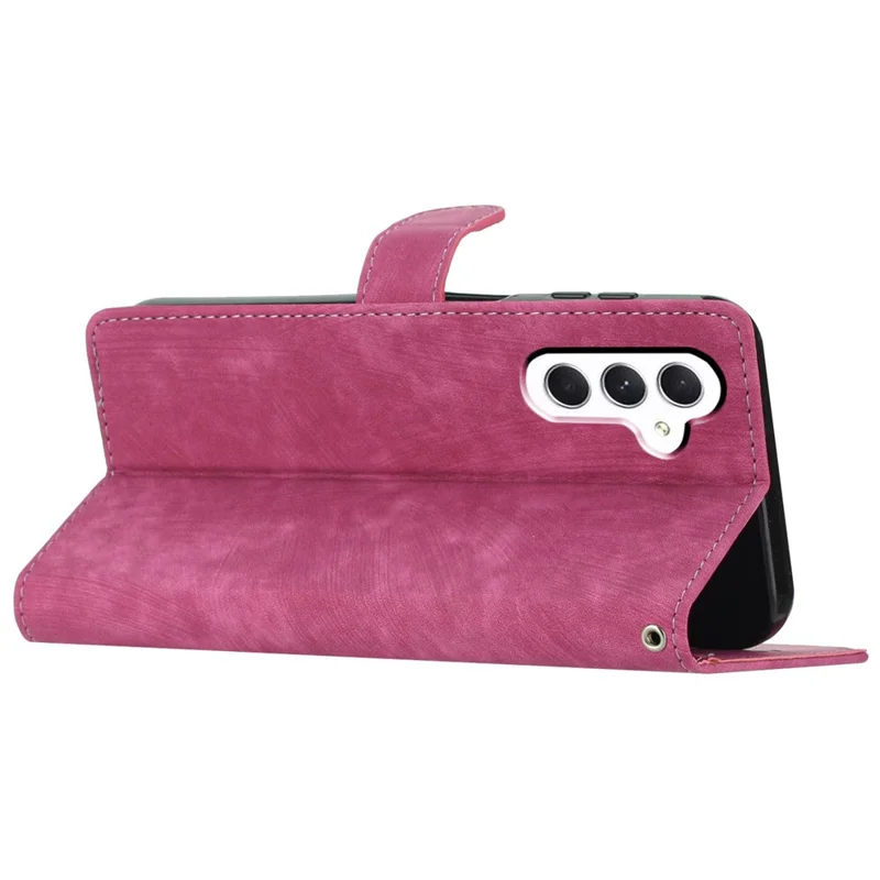 Leather Case for Samsung Galaxy A55 5G Shell Solid Color Stand Card Holder Phone Cover - Rose