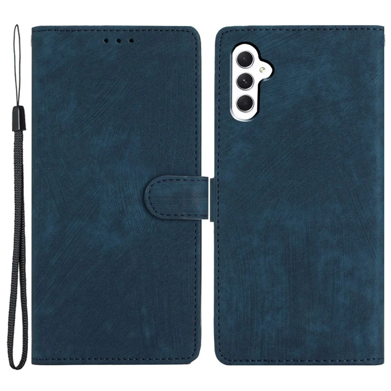 Leather Case for Samsung Galaxy A55 5G Shell Solid Color Stand Card Holder Phone Cover - Blue