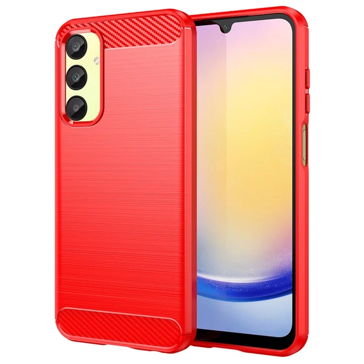 For Samsung Galaxy A25 5G (Global) (161.0 x 76.5 x 8.3mm) Brushed Cell Phone Case Anti-Scratch TPU Phone Cover - Red