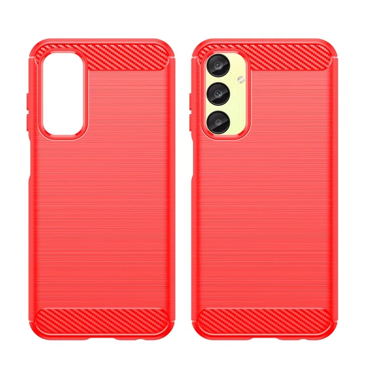 For Samsung Galaxy A25 5G (Global) (161.0 x 76.5 x 8.3mm) Brushed Cell Phone Case Anti-Scratch TPU Phone Cover - Red