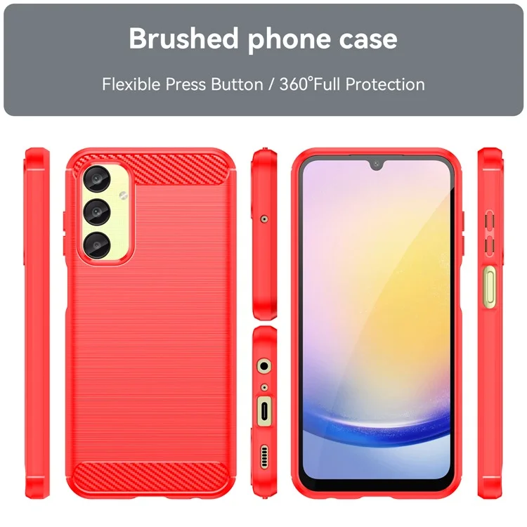 For Samsung Galaxy A25 5G (Global) (161.0 x 76.5 x 8.3mm) Brushed Cell Phone Case Anti-Scratch TPU Phone Cover - Red