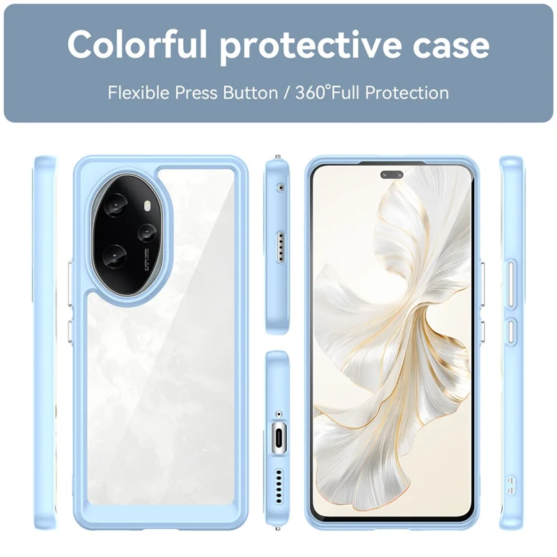 For Honor 100 Pro 5G Case Colorful Frame TPU + Acrylic Phone Cover - Blue