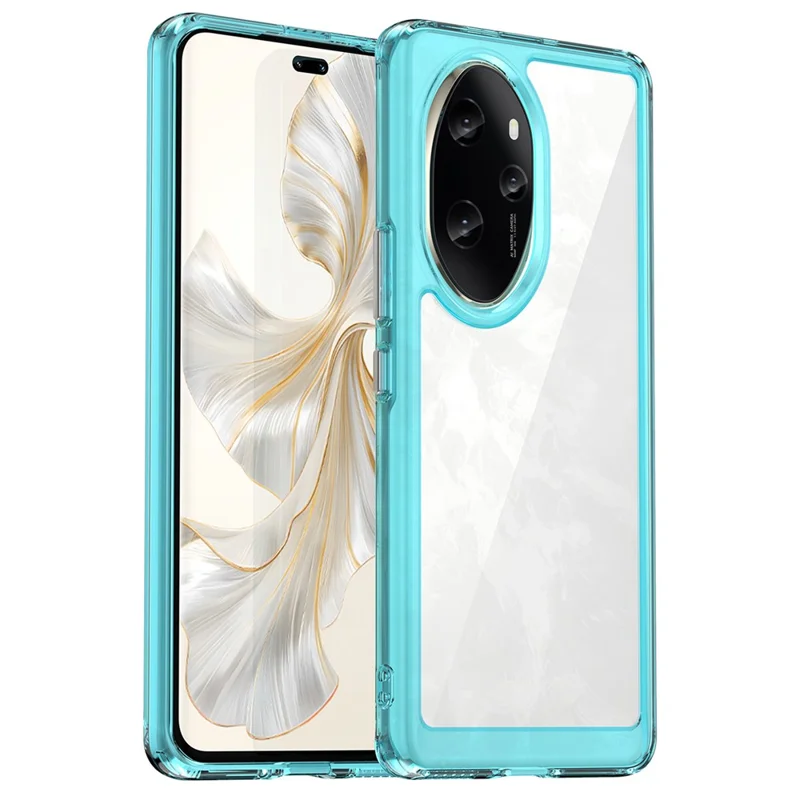 For Honor 100 Pro 5G Case Colorful Frame TPU + Acrylic Phone Cover - Transparent Blue