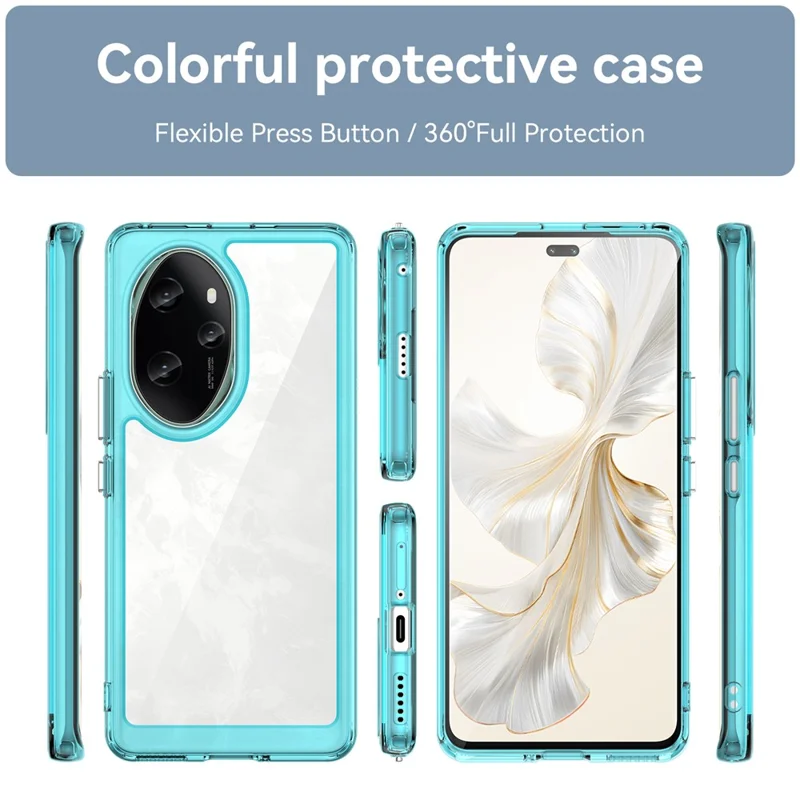 For Honor 100 Pro 5G Case Colorful Frame TPU + Acrylic Phone Cover - Transparent Blue