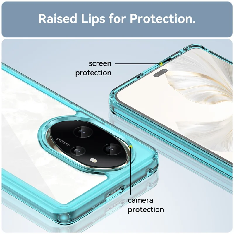 For Honor 100 Pro 5G Case Colorful Frame TPU + Acrylic Phone Cover - Transparent Blue