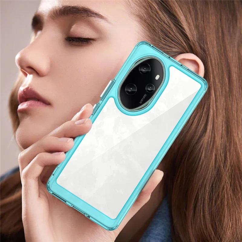For Honor 100 Pro 5G Case Colorful Frame TPU + Acrylic Phone Cover - Transparent Blue
