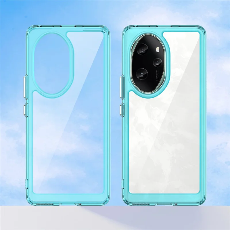For Honor 100 Pro 5G Case Colorful Frame TPU + Acrylic Phone Cover - Transparent Blue