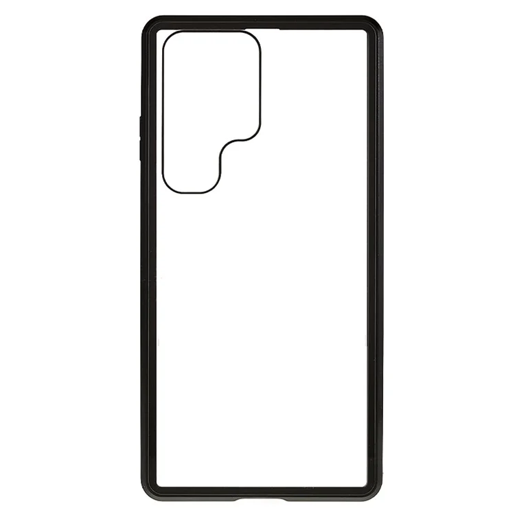 For Samsung Galaxy S24 Ultra Case Magnetic Tempered Glass Double-Sided Phone Cover - Black