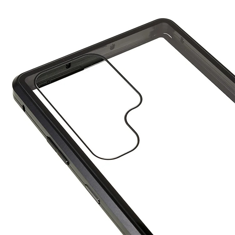 For Samsung Galaxy S24 Ultra Case Magnetic Tempered Glass Double-Sided Phone Cover - Black