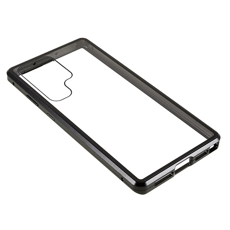 For Samsung Galaxy S24 Ultra Case Magnetic Tempered Glass Double-Sided Phone Cover - Black