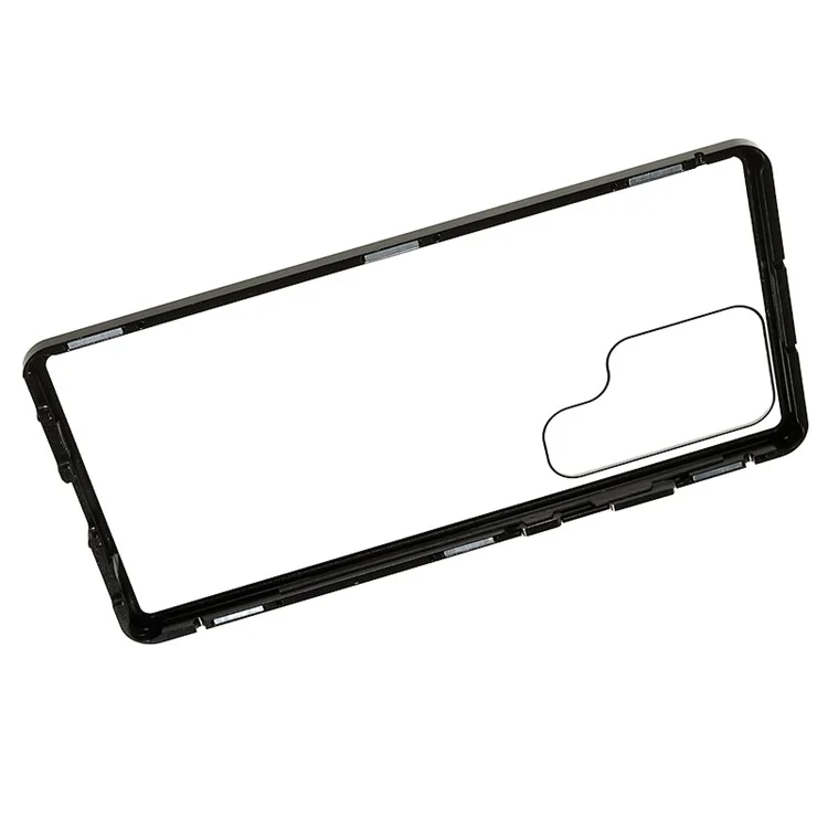 For Samsung Galaxy S24 Ultra Case Magnetic Tempered Glass Double-Sided Phone Cover - Black