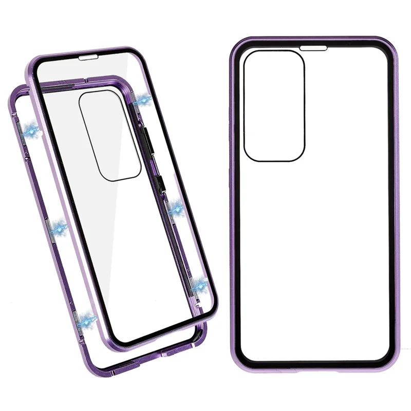 For Samsung Galaxy S25 / S24 Full Body Case Magnetic Tempered Glass Double-Sided Phone Case - Purple
