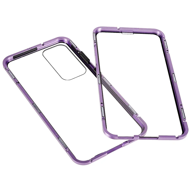 For Samsung Galaxy S25 / S24 Full Body Case Magnetic Tempered Glass Double-Sided Phone Case - Purple