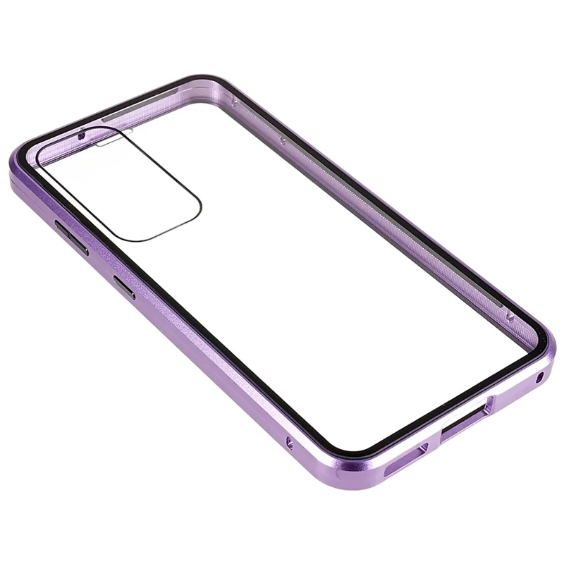 For Samsung Galaxy S25 / S24 Full Body Case Magnetic Tempered Glass Double-Sided Phone Case - Purple