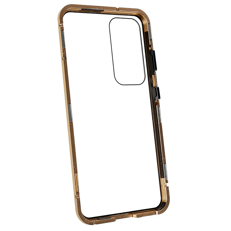 For Samsung Galaxy S25 / S24 Full Body Case Magnetic Tempered Glass Double-Sided Phone Case - Gold