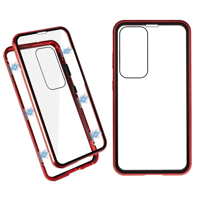 For Samsung Galaxy S25+ / S24+ Full Body Case Magnetic Tempered Glass Double-Sided Phone Case - Red