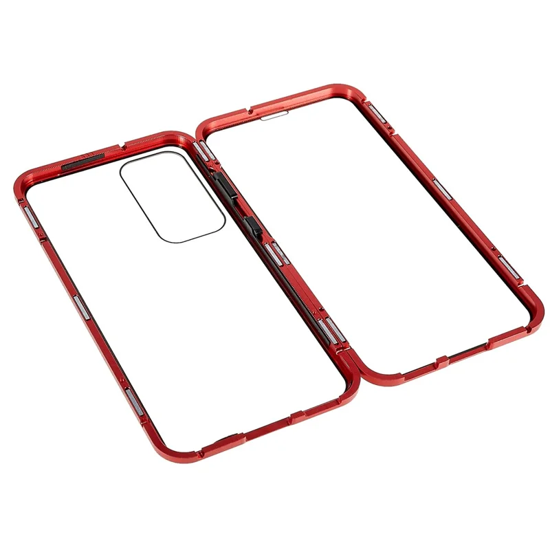 For Samsung Galaxy S25+ / S24+ Full Body Case Magnetic Tempered Glass Double-Sided Phone Case - Red