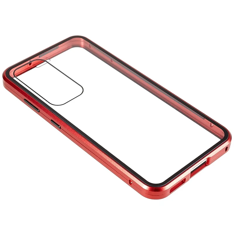 For Samsung Galaxy S25+ / S24+ Full Body Case Magnetic Tempered Glass Double-Sided Phone Case - Red