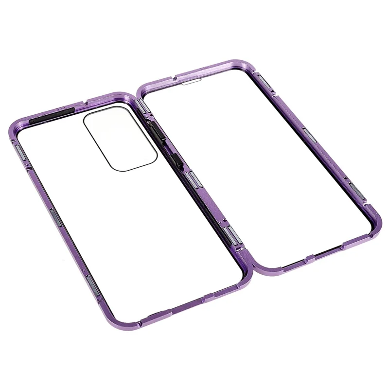 For Samsung Galaxy S25+ / S24+ Full Body Case Magnetic Tempered Glass Double-Sided Phone Case - Purple