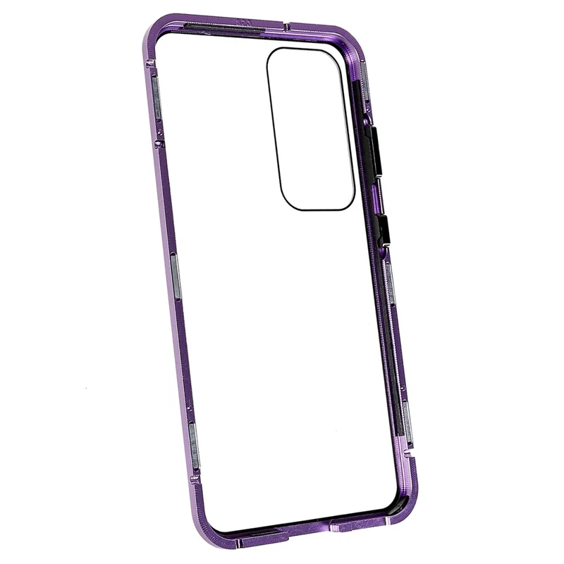 For Samsung Galaxy S25+ / S24+ Full Body Case Magnetic Tempered Glass Double-Sided Phone Case - Purple