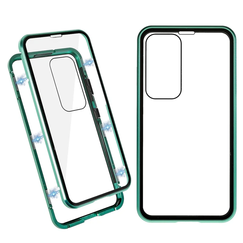 For Samsung Galaxy S25+ / S24+ Full Body Case Magnetic Tempered Glass Double-Sided Phone Case - Green