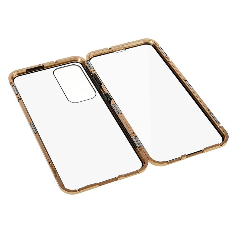 For Samsung Galaxy S25+ / S24+ Full Body Case Magnetic Tempered Glass Double-Sided Phone Case - Gold