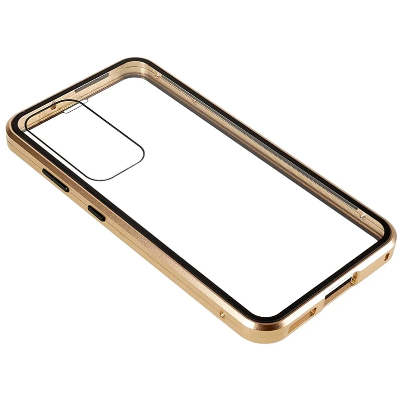 For Samsung Galaxy S25+ / S24+ Full Body Case Magnetic Tempered Glass Double-Sided Phone Case - Gold