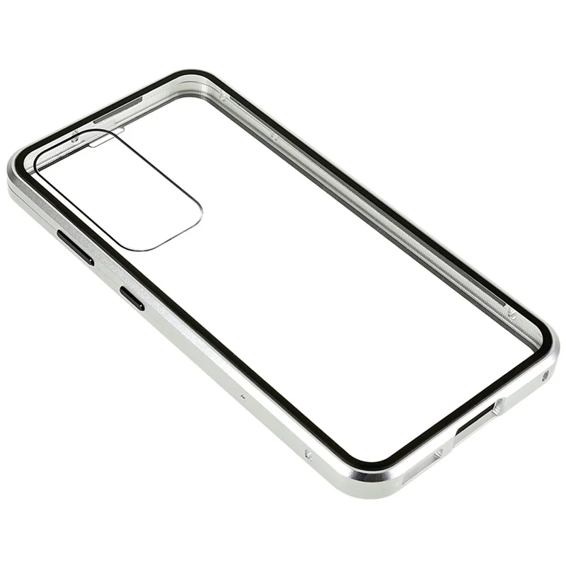 For Samsung Galaxy S25+ / S24+ Full Body Case Magnetic Tempered Glass Double-Sided Phone Case - Silver