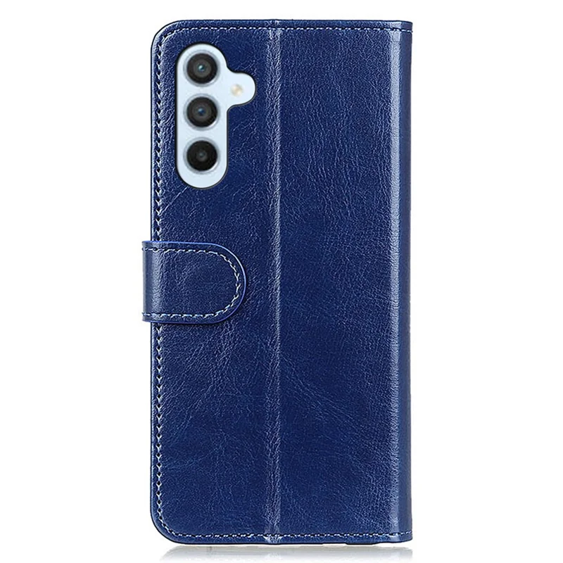 Para Samsung Galaxy A55 5G Case Anti-Scratch Crazy Horse Texture PU Leather Phone Stand Cover - Azul