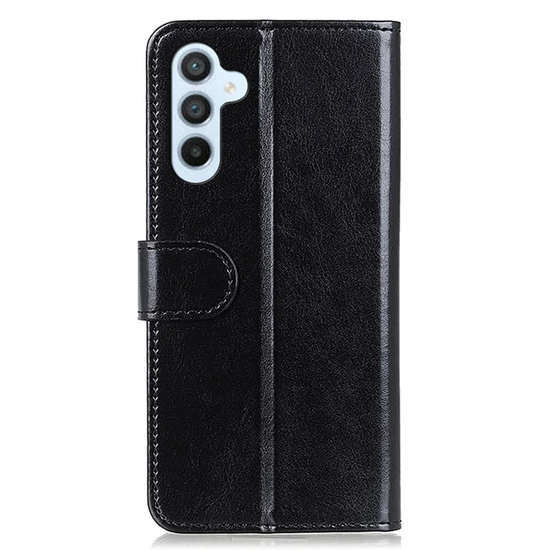 Para Samsung Galaxy A55 5G Caso Anti-Arranhões Textura de Cavalo Louco PU Leather Phone Stand Cover - Preto