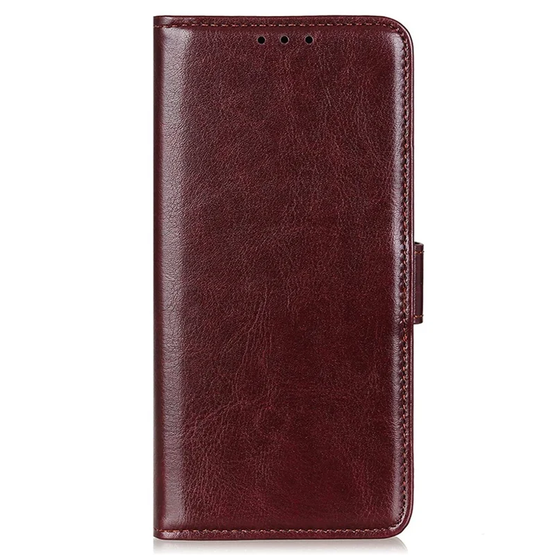 For Samsung Galaxy A55 5G Case Anti-Scratch Crazy Horse Texture PU Leather Phone Stand Cover - Brown