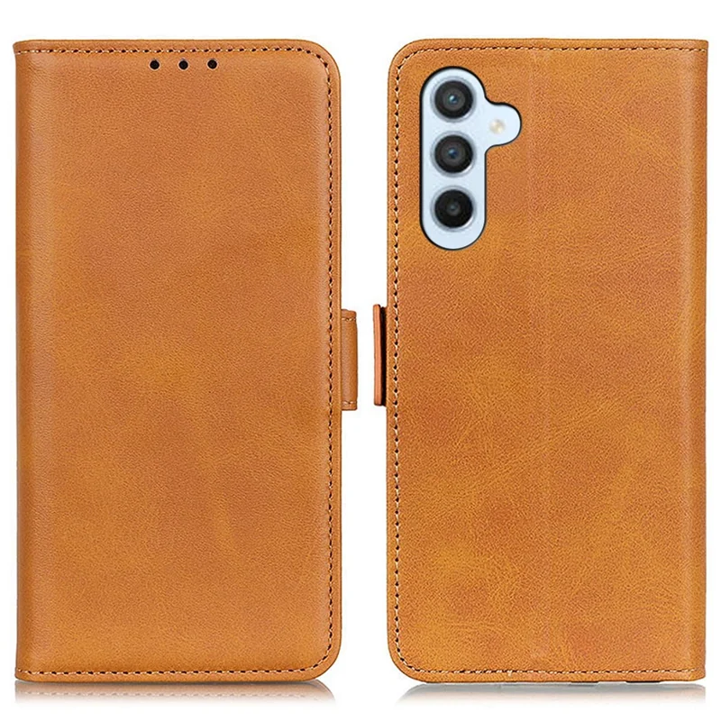 PU Leather Phone Case for Samsung Galaxy A55 5G Wallet Phone Stand Cover - Yellow