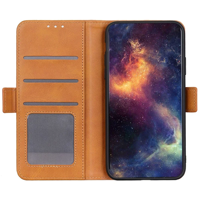 PU Leather Phone Case for Samsung Galaxy A55 5G Wallet Phone Stand Cover - Yellow