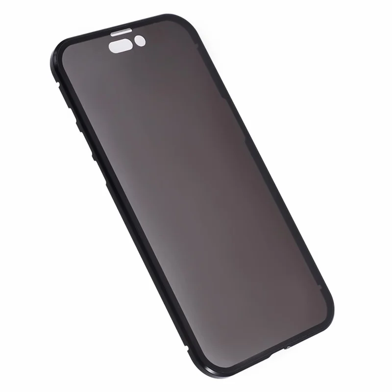 For iPhone 13 Pro Max Magnetic Case Anti-Spy Tempered Glass Double-Sided Phone Cover - Black