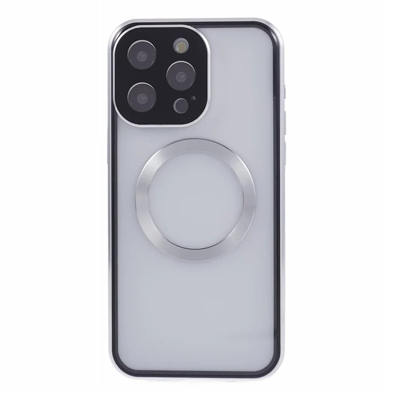 For iPhone 13 Pro Max Magnetic Case Anti-Spy Tempered Glass Double-Sided Phone Cover - Silver