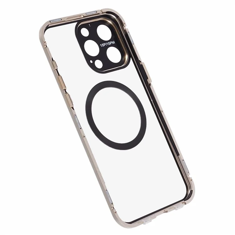 Per iPhone 13 Pro Case Double-Sided Tempered Glass Anti-Peep Cover Compatible with MagSafe - Gold