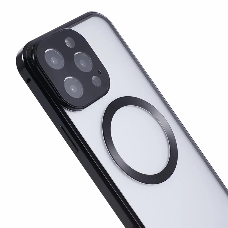 For iPhone 13 Pro Case Double-Sided Tempered Glass Anti-Peep Cover Compatible with MagSafe - Black