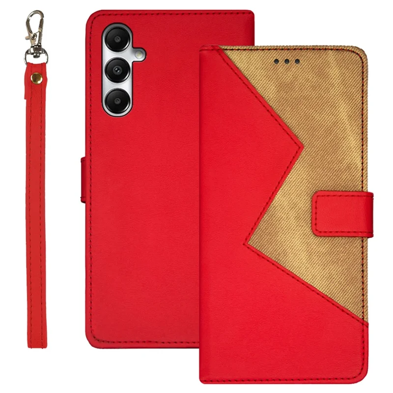 IDEWEI For Samsung Galaxy A55 5G Case PU Leather Flip Cover with Card Holder - Red