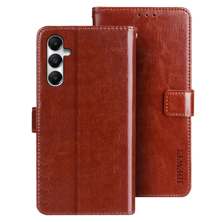IDEWEI Для Samsung Galaxy A55 5G Кожаный Чехол Stand Flip Cover Wallet - Коричневый