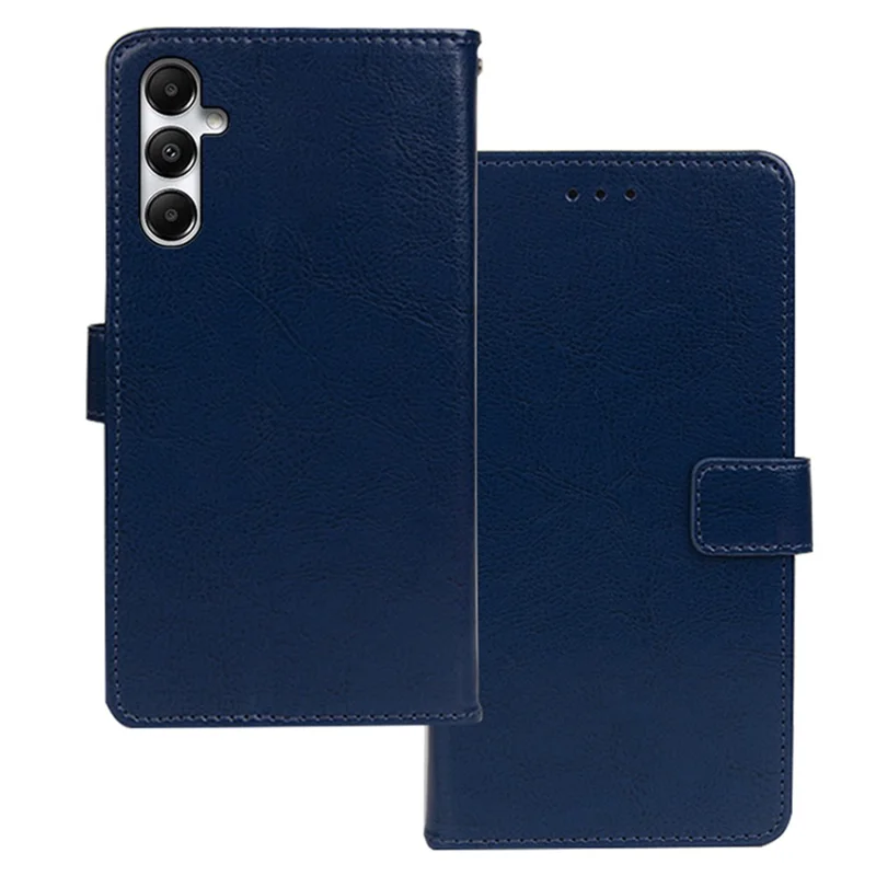 IDEWEI For Samsung Galaxy A55 5G Leather Phone Case Crazy Horse Texture Wallet Stand - Blue